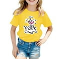 thumbnail image 1 of Toddler Girl Shirt Cute Graphic Short Sleeve T Shirts Soft Crew Neck Tee Tops T-Shirt Boys & Girls Shirts Yellow,5-6Y, 1 of 4