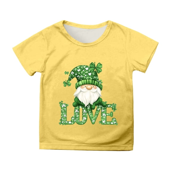 Toddler Girl Shirts 2t St. Patrick's Day Shirts Short Sleeve T-Shirt Round Neck Fashionable Vacation Tops Girls Summer Tops T-Shirts Yellow,6-7 Years