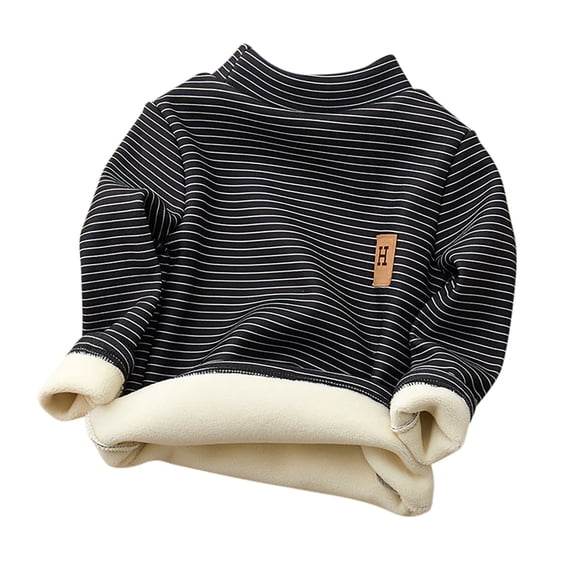 Toddler Girl Shirts 3T Toddler Kids Baby Boys Girls Thick Lined Striped Shirts High Collar Soft Tops T Shirt Unisex Pullover Winter Warm Sweatshirt Girls' Tops, Tees & Blouses 4-5 Years