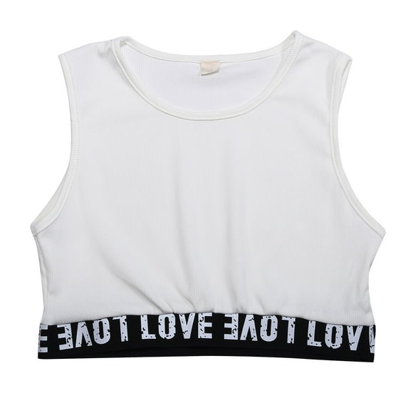 Toddler Girl Shirts 3t Girls Plain Solid Tank Tops Ribbed Knit Sleeveless Tank Tops Girl's Vest For Causal Workout Sports 11-12 Years(White)