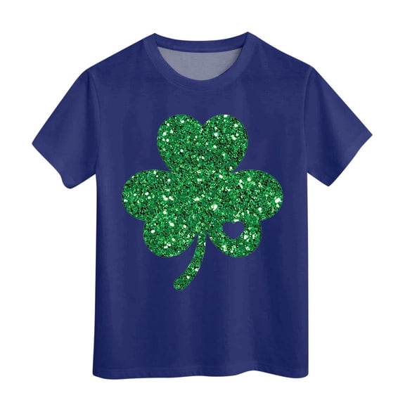 Toddler Girl Shirts 3t Shamrock Four Leaf Clover Short Sleeve Comfortable Kid St. Patrick's Day Sports T-Shirt T-Shirts Toddler To Big Kid 4-5 Years