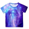 thumbnail image 1 of Toddler Girl Shirts 4t 3d Galaxy Print Short Sleeve T-Shirt Soft Crew Neck Pullover Tops T-Shirt Boys & Girls Shirts ,130ï¼6-7Yï¼, 1 of 4