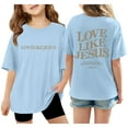 thumbnail image 1 of Toddler Girl Shirts 4t Cute Printed Round Neck Short Sleeve T-Shirt Funny Clothes for Girls Light Blue,3-4Y, 1 of 4