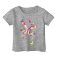 thumbnail image 1 of Toddler Girl Shirts 5t Crew Neck Short Sleeve T Shirt Top Graphic Print Fashion Casual Vacation Tops School Clothes for Girls 6-7 Years,Grey, 1 of 4