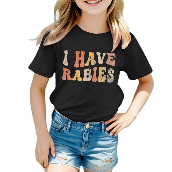 Aihuaihua Toddler Girl Shirts 6t Graphic Print Loose Short Sleeve T-Shirts Round Neck Vacation Tops School Clothes for Girls 6-7 Years
