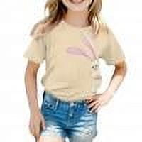 Toddler Girl Shirts 6t Round Neck Cute Print Basic Tees Plus Size Casual Girls' Athletic Shirts & Tees,Beige,110