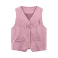 thumbnail image 1 of Toddler Girl Shirts Boys Girls Western Cowboy Cow Open Front Fringe Vest Tassel Fringe Waist Girls Tops Pink 5 Years-6 Years, 1 of 4