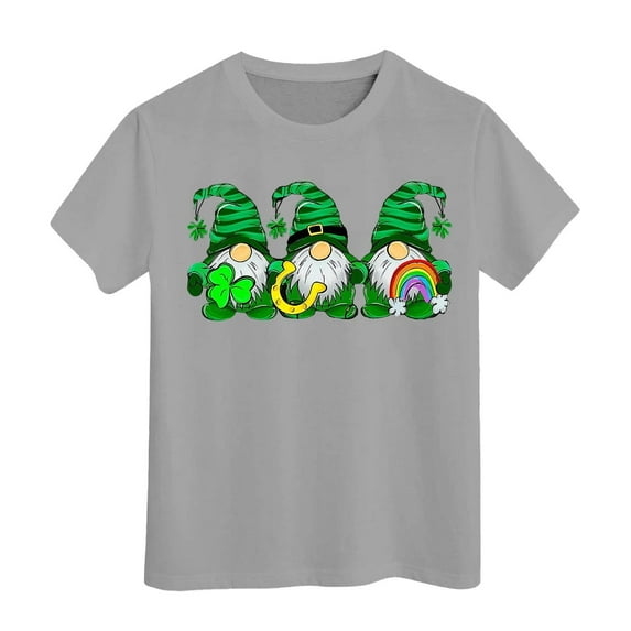 Toddler Girl Shirts Kid St. Patrick's Day Short Sleeve Lucky Shamrock Comfy Vacation Tops Tee for Boys & Girls 6-7 Years