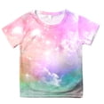 thumbnail image 1 of Toddler Girl Shirts Round Neck Short Sleeve T Shirt 3D Galaxy Print Fashion Starry Sky Kids Summer Clothing Pink,110, 1 of 3
