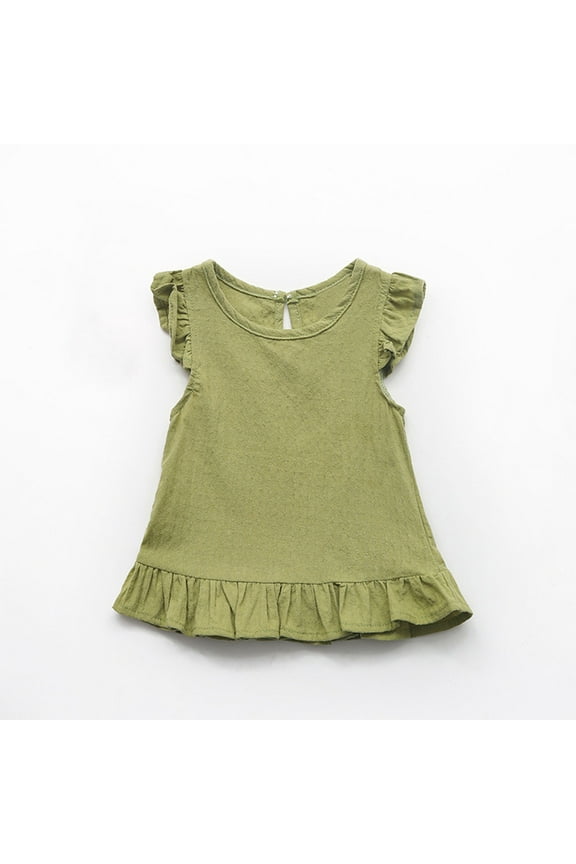 Toddler Girl Shirts Ruffle Short Sleeve Baby Girl T-Shirts Kids Blouse, Ribbed Toddler Girl Tee Tops 12Months-7Years