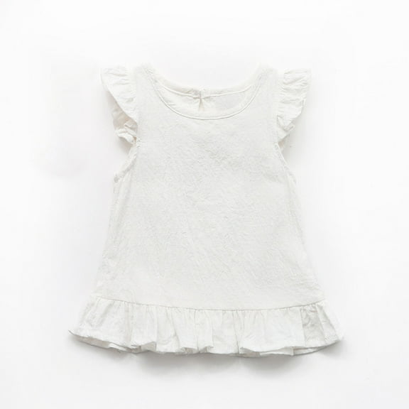 Toddler Girl Shirts Ruffle Short Sleeve Baby Girl T-Shirts Kids Blouse, Ribbed Toddler Girl Tee Tops 12Months-7Years