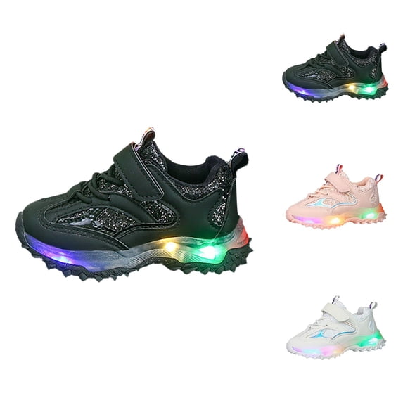 Toddler Girl Shoes Girl Sneakers Spring Autumn Non Soft Sole Baby Toddler LED Flashing Lights Shoes Boys Girls Kids Sports Shoes