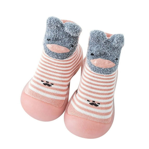 Toddler Girl Shoes Size 19 For 0 Months-6 Months Boys Animal Cartoon Socks Warmthe Floor Socks Non Slip Prewalker Toddler Sneakers Pink