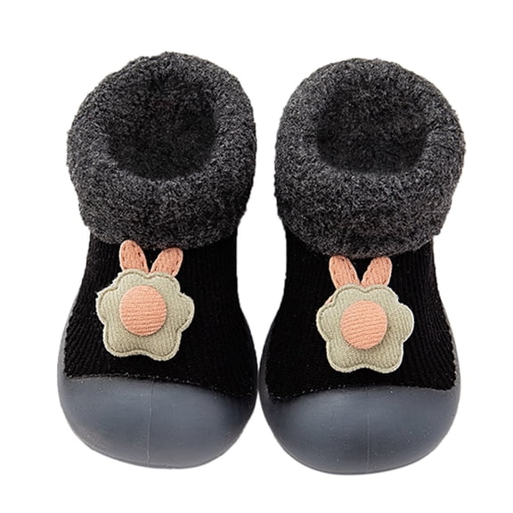 Toddler Girl Shoes Size 20 For 6 Months-12 Months Home Slippers Cartoon Warm House Slippers Lined Winter Indoor Toddler Sneakers Black