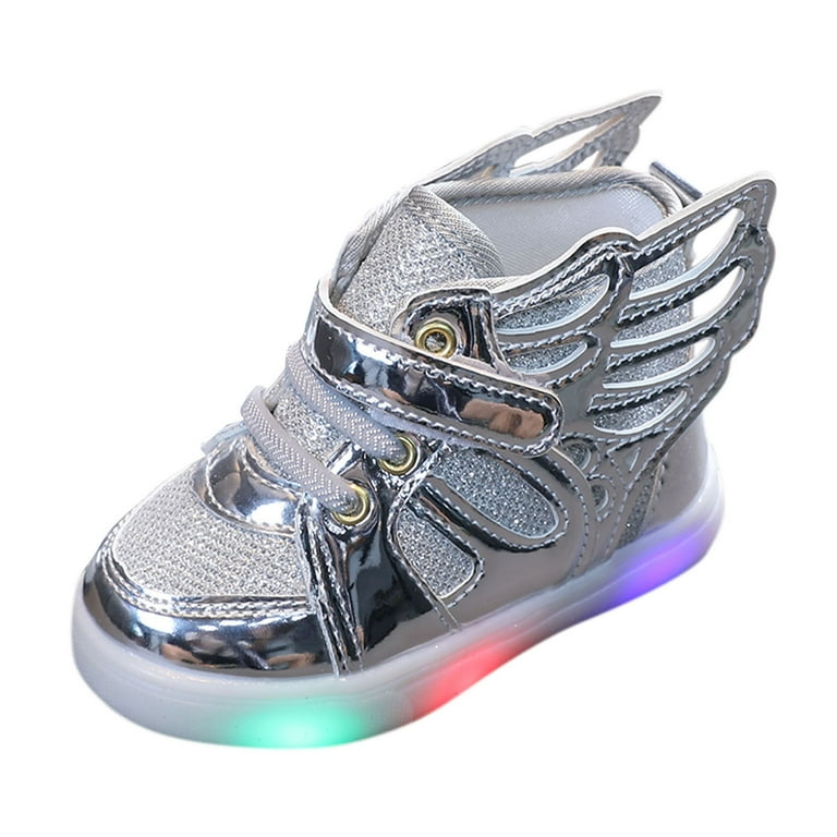 Toddler Girl Shoes Size 22 For 15 Months 18 Months Children Bling Led Light Luminous Sport Kids Sneakers Silver