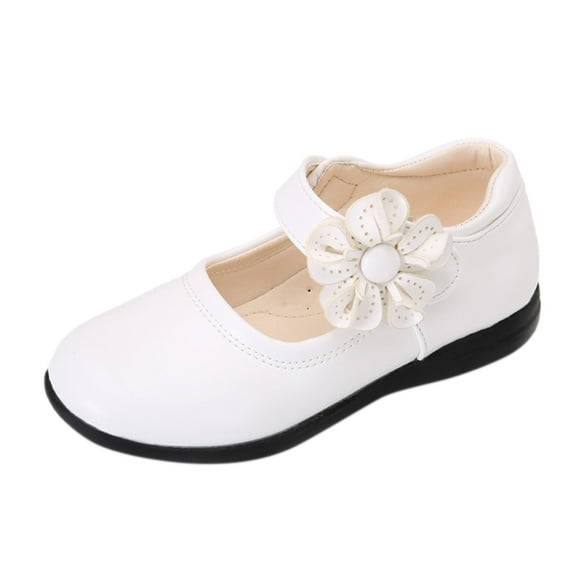 Toddler Girl Shoes Size 31 For 7.5 Years-8 Years Dance Princess Single Children Soft Flower Leather Toddler Sneakers White