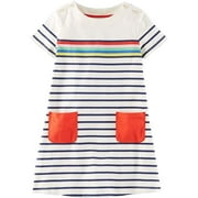 Toddler Girl Short Sleeve Dress Stripe Rainbow Christmas Cotton Casual Tunic Playwear Basic Shirt Party Dresses 7Y