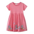 thumbnail image 1 of Toddler Girl Short Sleeve Easter Dress Casual Jersey Shirt Playwear Applique Dress Polka Dot Print Spring Summer Dresses for Girls 7/8, 1 of 7