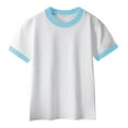 thumbnail image 1 of Toddler Girl Short Sleeve Shirts New Boys Girls Shirts Short Sleeve Shirt Girls T Shirts Soft Basic Tees Kids Tshirts Solid Summer Tops T-Shirt Style B-43 Light Blue 3 Years, 1 of 9