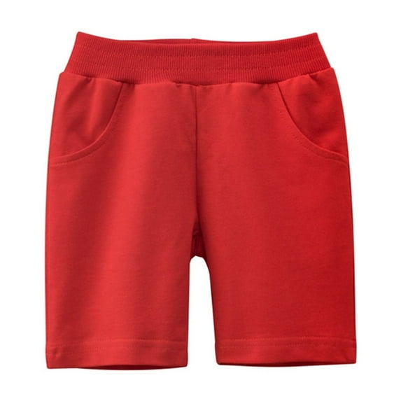 Toddler Girl Shorts with Pockets New Toddler Baby Boys Shorts Solid Color Elastic Waist Cotton Summer Casual Bottom Shorts with Pockets Red 2 Years