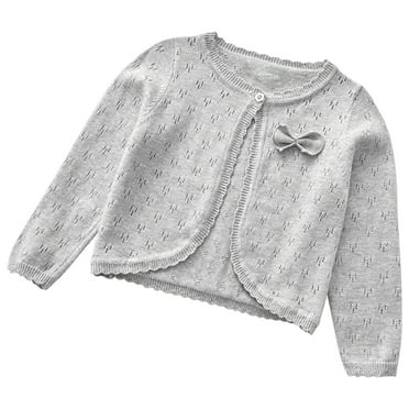 Toddler Girl Shrugs - Kids Open Front Cardigan Jackets Button Closure Knitted Shrugs Cropped Sweaters Tops Girls Shawl Cover up Sweater Outerwear Gray 140
