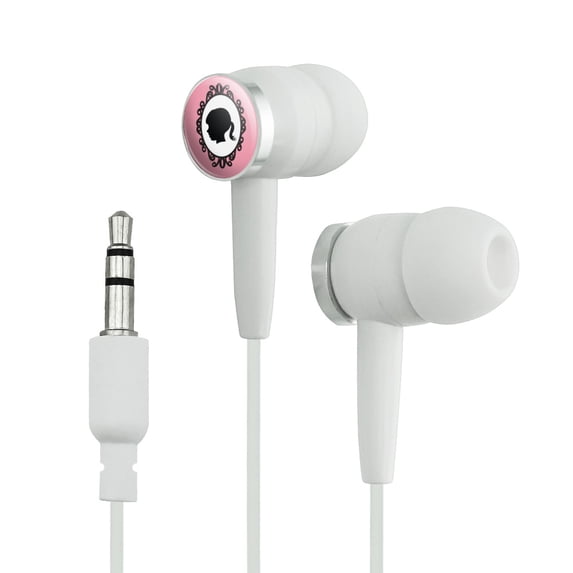 Toddler Girl Silhouette in Cameo Fancy Oval Frame Novelty In-Ear Earbud Headphones