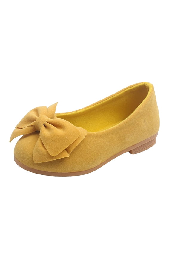 Princess Shoes for Girls Dress Up Size 7-8 Years Plain Color Bowknot Mary Jane Running Athletic Pull On Hiking Yellow Girls Shoes