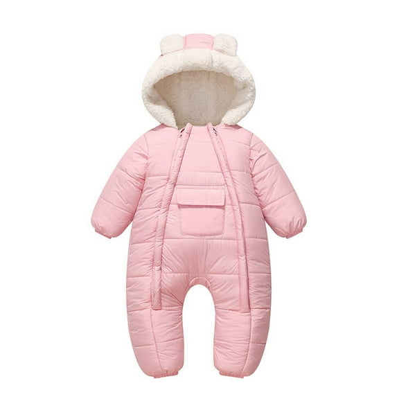 Toddler Girl Snowsuit Zipper Hooded Jumpsuit Romper Warm Clothes for Toddler Boy Windproof Winter Jumpsuits 12-18 Months Old Boy Clothes