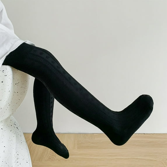 Toddler Girl Soft Tights Cable Knit Baby Cotton Socks Baby Warm Tights Winter Knee High Socks for Newborn Girls Solid Color Infant Socks
