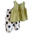thumbnail image 1 of Toddler Girl Summer Clothes Off Shoulder Sleeveless Vest Top Polka Dot Pants 2Pcs Baby Girls Outfits Set, 1 of 3