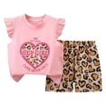 thumbnail image 1 of Toddler Girl Summer Clothes Outfit For 4-5 Years Girls Set Cute Cartoon Printed Flying Sleeve Top Shorts Two Piece Set Orange Children's Day Gift 2PCS Set, 1 of 4