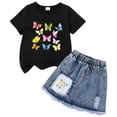 thumbnail image 1 of Toddler Girl Summer Clothes Outfit For 3-4 Years Girls Set Cute Cartoon Printed Short Sleeve Top Skirt Two Piece Set L Children's Day Gift 2PCS Set, 1 of 3