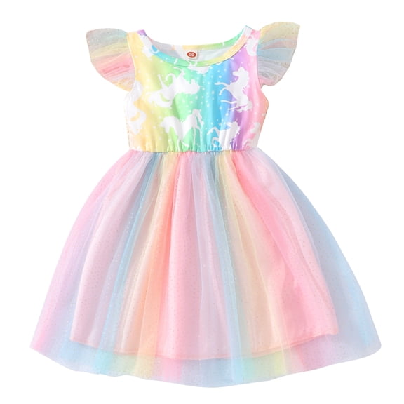 Toddler Girl Summer Dress Short Sleeve Tutu Party Wedding Birthday Dresses 1-6 Years