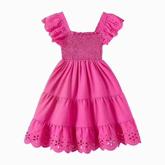 Toddler Girl Summer Dresses Kids Ruffle Cap Puff Sleeves Boho Dresses Casual for Girls