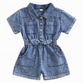 thumbnail image 1 of Toddler Girl Summer Jumpsuit Shorts 1T 2T 3T 4T 5T 6T 7T 8T 9T 10T Little Girl Overalls Clothes Baby Jean Romper Jumpsuit One Piece Outfit Gibobby,12-18 Months,Blue, 1 of 9