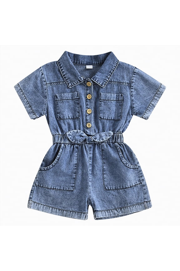 Toddler Girl Summer Jumpsuit Shorts 1T 2T 3T 4T 5T 6T 7T 8T 9T 10T Little Girl Overalls Clothes Baby Jean Romper Jumpsuit One Piece Outfit Gibobby,18-24 Months,Blue