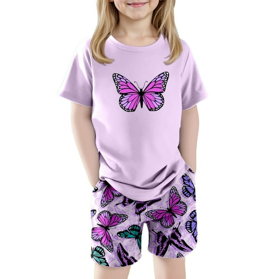 Toddler Girl Summer Outfits Everyday Wear Stylish Sets Active Young Outdoor Casual Events Designed Baby Summer Clothes Purple 3 Years-4 Years