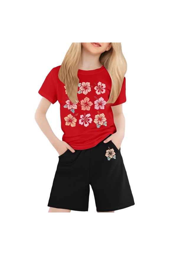 Toddler Girl Summer Outfits Fashion Short Sleeve Casual T-Shirt Tops and Shorts Pants Girls Two Piece Outfits 2-3 Years Girl Clothing Cute&nbsp;Girl&nbsp;Clothing
