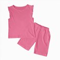 thumbnail image 1 of Toddler Girl Summer Outfits Toddler Baby Girl Comfortable Color Sleeveless Cotton T Shirt Shorts Set Clothing Set Hot Pink 5-6 Years, 1 of 3