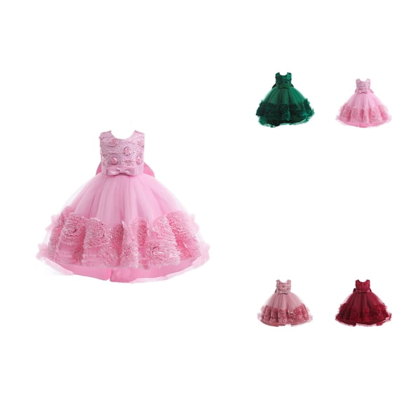 Toddler Girl Summer Sleeveless Flower Princess Dress, Catwalk Performance Dress with Plaid Kids Detail