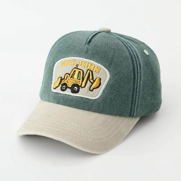 Toddler Girl Sun Hat Kids Toddler Boys Summer Adjustable Breathable Lightweight Baseball Cap with Digger Embroidered Baby Summer Hat Green 2 Years-8 Years