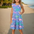 thumbnail image 1 of Toddler Girl Sundress Dresses KkSLirnhs Toddler Girls Dress Summer Ruffle Sleeve Sundress Outfit for Kids 4-14T 13 Years Blue, 1 of 8