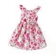 thumbnail image 1 of Toddler Girl Sundress Floral Dress Beach Vacation Ruffle Dress Girls Princess Easter Dress Birthday Party Trendy Spring Summmer Outfit #Hot Pink 3-4 Years, 1 of 6