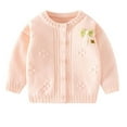 thumbnail image 1 of Toddler Girl Sweater Bow Solid Color Baby Knitted Sweater Cardigan Pinks 18 Months, 1 of 8