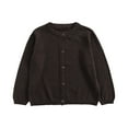 thumbnail image 1 of Toddler Girl Sweater Kids Fashion Cardigan Long Sleeve Casual Button Sweater Crew Neck Toddler Sweaters Coffee, 1 of 3