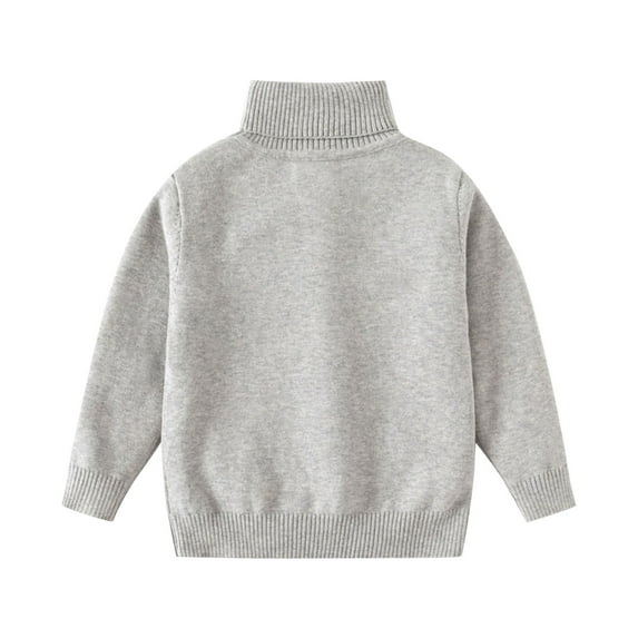 Toddler Girl Sweater Solid Color Fashionable Casual Warm Knitted Sweater Double-Layer Knitted High Neck Sweater Round Neck Sweater New Toddler Kids Thick Sweater Knit Pullover Tops Gray 7T