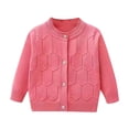 thumbnail image 1 of Toddler Girl Sweaters Cable Knit Long Sleeve Crewneck Chunky Crochet Button Cardigans Tops for 1-3 Toddler, 1 of 2