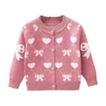 thumbnail image 1 of Toddler Girl Sweaters Cable Knit Long Sleeve Crewneck Chunky Crochet Button Cardigans Tops for 1-3 Toddler, 1 of 2