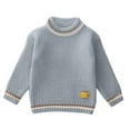 thumbnail image 1 of Toddler Girl Sweaters Fashion Girl and Boy Children' Casual Long Sleeved Warm Round Neck Sweater New Baby Pullover Knit Pullover Tops Light Blue 6T, 1 of 6