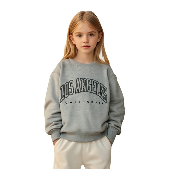 Toddler Girl Sweatshirt Letter Graphic Long Sleeve Crewneck Loose Fit Pullover Tops Warm Fall Winter Clothes 3T Girls Clothes